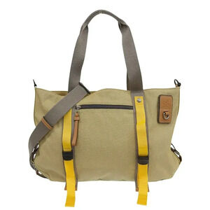 Loewe Eye Loewe Nature Canvas Leather 2Way Shoulder Tote Bag Tan Yellow